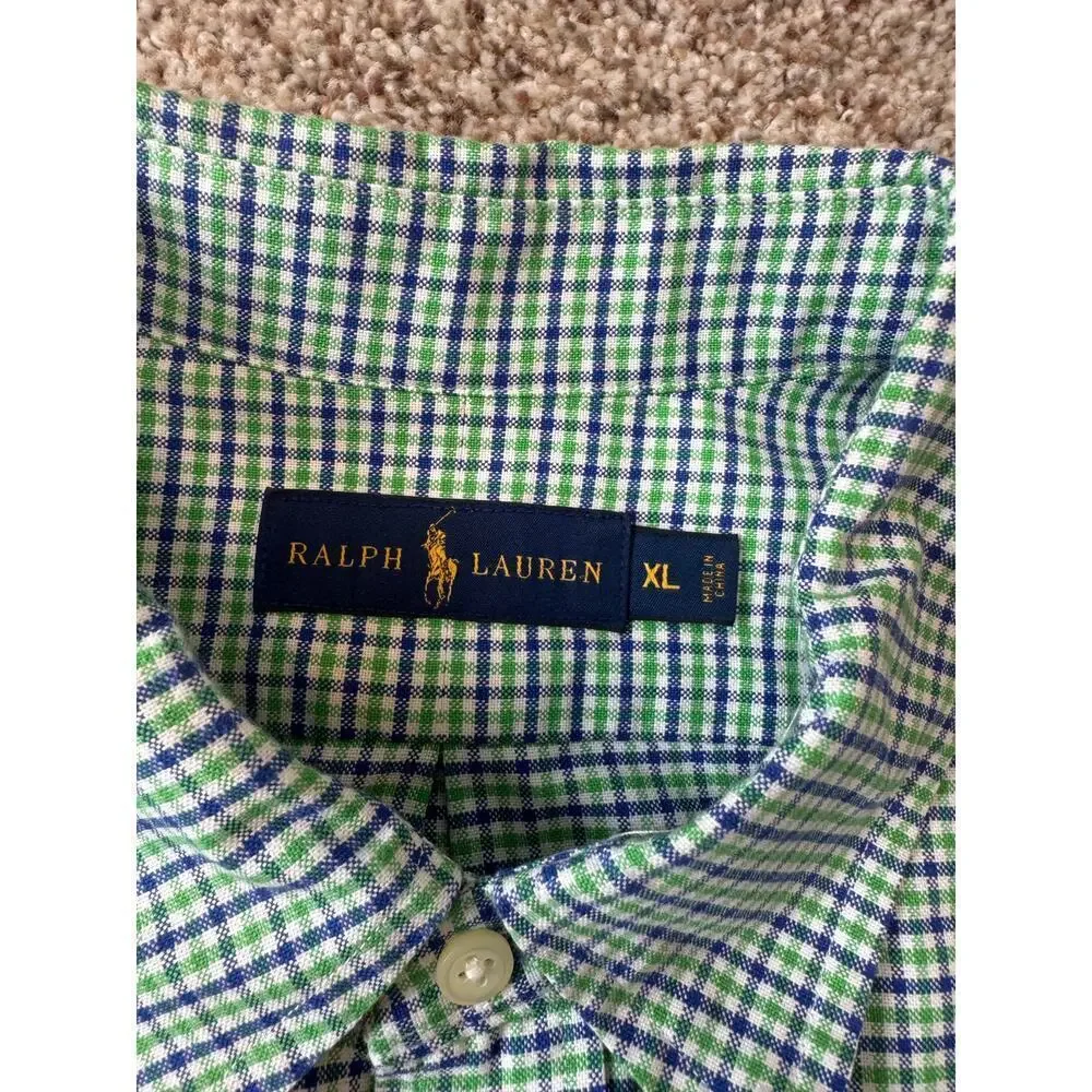 POLO by Ralph Lauren Long Sleeve Dress shirt, size XL, Blue & Green Plaid